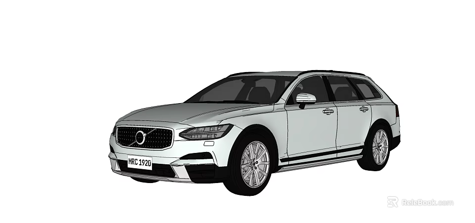 Volvo Silver Estate Car With Modern Design Black Roof And Alloy Wheels 3d model 
