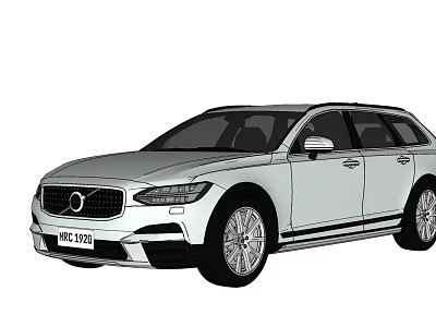 Volvo Silver Estate Car With Modern Design Black Roof And Alloy Wheels 3d model