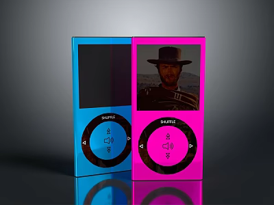 SanDisk Portable MP3 Players in Blue and Pink with Screen and Control Buttons 3d model