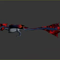 Mythical Flying Dragon Character With Red And Blue Wings And Spiked Tail In Flight