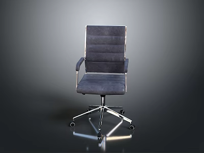 Modern Gray Padded Office Chair With Armrests Metal Frame And Five Wheel Base 3d model