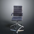 Modern Gray Padded Office Chair With Armrests Metal Frame And Five Wheel Base