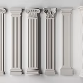 White Roman Columns With Various Architectural Designs For Interior Decoration 3d model