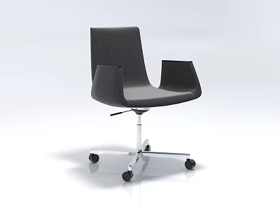 Modern Gray Office Chair With Armrests Fabric Upholstery Metal Base And Rolling Wheels 3d model