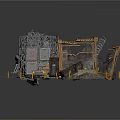 Tactical Scenario Components With Barbed Wire Fence Abandoned Vehicles And Roadblocks
