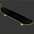 Black Skateboard Deck With Wooden Edge White Wheels And Red Blue Accents
