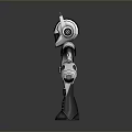 Game Movie Character Black And White Mechanical Robot With Antennae And Mechanical Arms