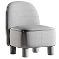 Modern Upholstered Single Chair With Rounded Backrest In Brown And White Fabric