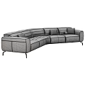 Modern Sectional Sofa Set in Brown and Blue with Decorative Pillows Design 3d model