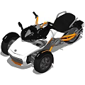White And Orange Three Wheeled Motorcycle With Modern Design Sleek Body And Black Seat