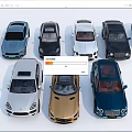 Different Car Models With Various Colors And Styles On 3d model