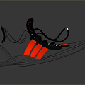 Modern Black And Red Fitness Equipment With Streamlined Design And Reflective Base