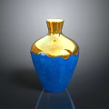Elegant Decorative Vase With Shiny Gold Top And Smooth Blue Body Design For Home
