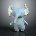 Cute Blue Elephant Stuffed Toy With Big White Ears And Red Cheeks Design