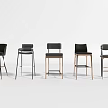 Modern Bar Stools With Leather Seats And Metal Frames In Various Styles 3d model