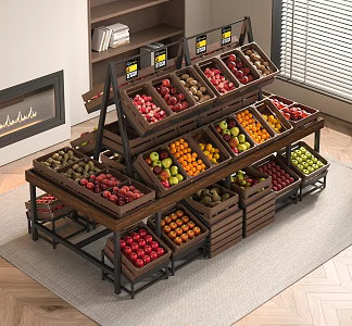 Modern Fresh Fruit and Vegetable Shelf 3d model
