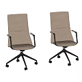 Stylish light brown fabric office chairs with black armrests and five-star caster bases