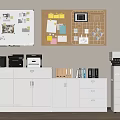 Organized Office Space With Whiteboard Corkboard Printers Cabinets And File Folders 3d model