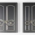 Various Styles of Classic Swing Doors with Black Brown Colors and Gold Accents