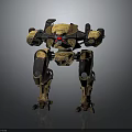 Detailed Yellow Brown Humanoid Mech Warrior With Red Eye Standing Pose 3d model