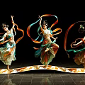Vibrant Art Installation Featuring Dancers With Colorful Ribbons And Dynamic Poses 3d model