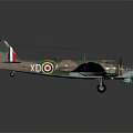 Vintage Military Aircraft Model with Camouflage Paint and Wing Roundels Detailed Twin Engine Design