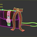 Stylish Black Handbag With Green Red Stripes Golden Buckle Chain And Bow Ribbon
