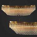 Modern Luxurious Chandelier With Gold Frame Transparent Crystal Pendants And Warm Lighting