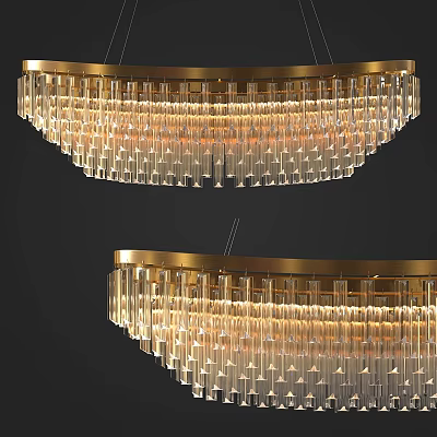 Modern Luxurious Chandelier With Gold Frame Transparent Crystal Pendants And Warm Lighting 3d model