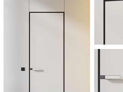 Modern Minimalist White Door With Black Frame And Sleek Silver Handle Design 3d model