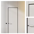 Modern Minimalist White Door With Black Frame And Sleek Silver Handle Design