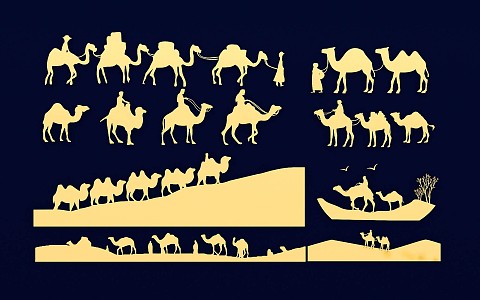 Animal camel silhouette desert camel line drawing graphic 3d model