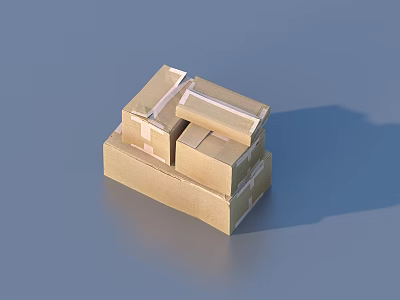 Durable Brown Cardboard Boxes Neatly Stacked For Storing Household Items 3d model