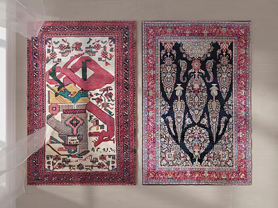 Stylish Square Carpets with Intricate Patterns Vibrant Colors and Symmetrical Designs 3d model
