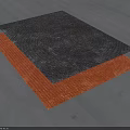 Two Black and Orange Square Rugs Overlapping on Gray Floor Surface 3d model