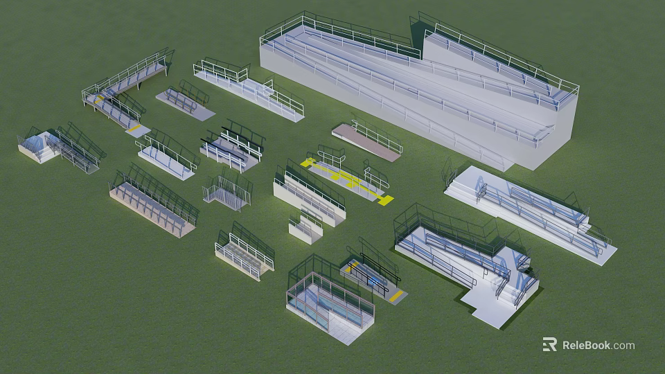 Various Fencing Types and Structural Designs in 3D Model Showcase 3d model 