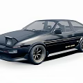 Black Modified Toyota AE86 Sports Car Side View