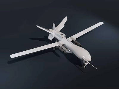 Modern Military Drone With Long Wingspan White Body And Weapon Mounts 3d model