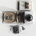 Stylish Decorative Ornament Set With Glass Vase Wooden Tray Black Spherical Ornaments And Books