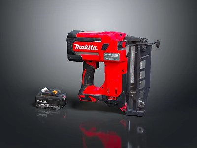 Makita Red Cordless Nail Gun With Rechargeable Battery For Home DIY Projects 3d model