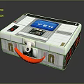 Silver Equipment Case With Blue Digital Screen Red Handle And Control Buttons 3d model