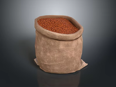 Burlap Sack Filled With Red Beans As Everyday Household Storage Item 3d model