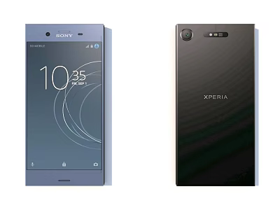 Sony Xperia Mobile Phone Front Screen Display With Time And Black Back Design 3d model