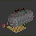 Purple Bicycle Next To Silver SunThorn Food Truck On Wooden Platform