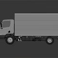 Modern Silver Box Truck With Cab And Cargo Container On Dark Background 3d model