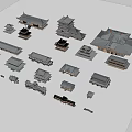 Ancient Architecture Models Featuring Traditional Temple Pagoda And Roof Structures