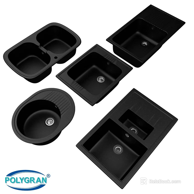 Black Kitchen Sinks In Various Designs Single Double Bowl And Drainer Options 3d model 