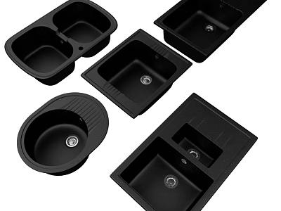 Black Kitchen Sinks In Various Designs Single Double Bowl And Drainer Options 3d model