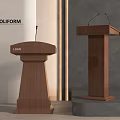 Elegant Wooden Podiums Two POLIFORM with LOGO and Microphones in Modern Design