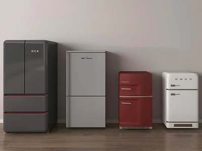 Refrigerators and Freezers in Various Colors Showcase Modern Display Style 3d model